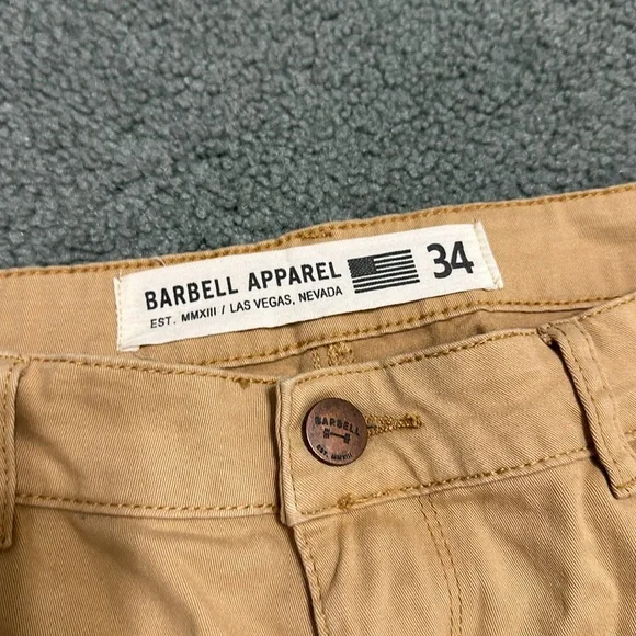 NEW Barbell Apparel Stretch Khaki Pants Mens Size 34 Slim l Athletic Fit